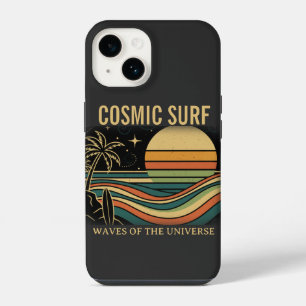 Cosmic Surf Retro Wave • Vintage Sunset Surfing iPhone 14 Case