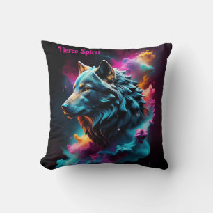 Cosmic Surreal Fantasy Wolf Custom Abstract Art Cushion