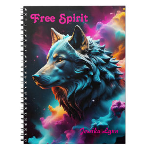Cosmic Surreal Fantasy Wolf Custom Abstract Art Notebook