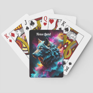 Cosmic Surreal Fantasy Wolf Custom Abstract Art Playing Cards