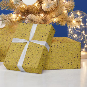 Cosmic Swirl Line Art (Midnight Hearth Yellow) Wrapping Paper