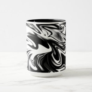 "Cosmic Swirl: The Black and White Marble Elegance Mug