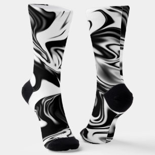 "Cosmic Swirl: The Black and White Marble Elegance Socks
