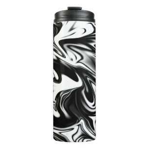 "Cosmic Swirl: The Black and White Marble Elegance Thermal Tumbler