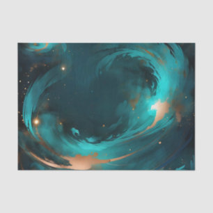 Cosmic Swirl Turquoise And Copper Nebula Tissue Paper
