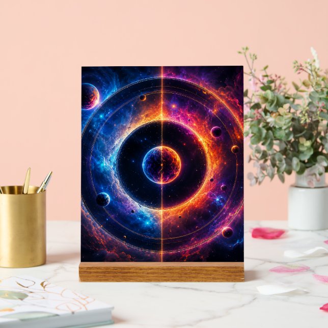 Cosmic Symphony Celestial Orbits and Nebulae Dance Acrylic Sign (Wedding)