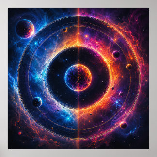 Cosmic Symphony Celestial Orbits and Nebulae Dance Foil Prints