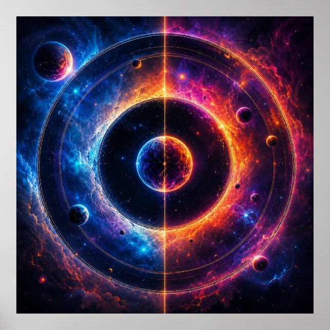 Cosmic Symphony Celestial Orbits and Nebulae Dance Poster (Front)
