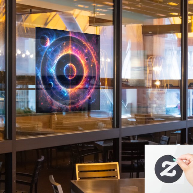 Cosmic Symphony Celestial Orbits and Nebulae Dance Window Cling (Restaurant Window)