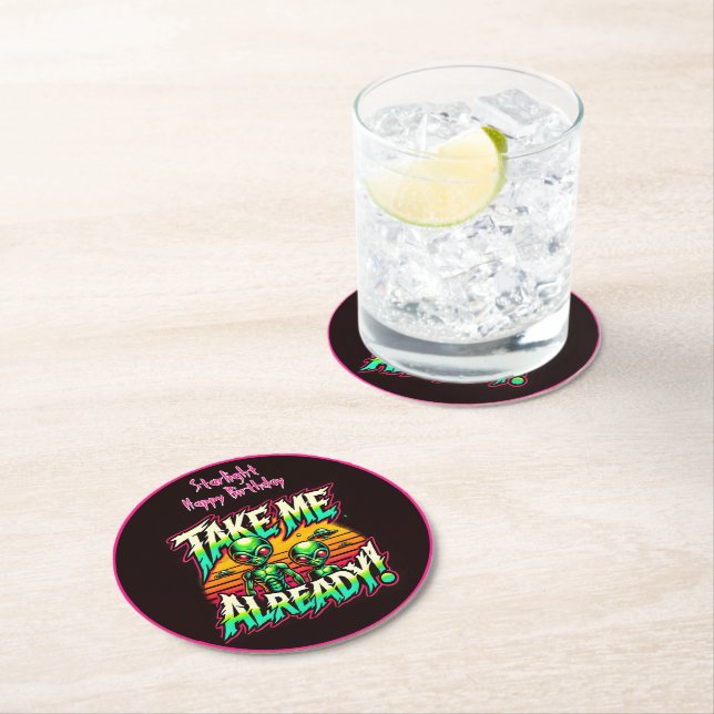 Cosmic Thrills Are Calling You! Round Paper Coaster (Insitu)