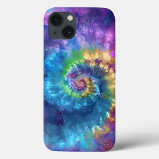 Cosmic Tie-Dye Swirl - Vibrant Psychedelic Galaxy iPhone 13 Case