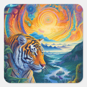Cosmic Tiger Square Sticker