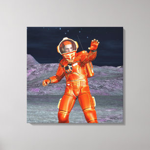 Cosmic Traveller Surreal Planet Landscape Art Canvas Print
