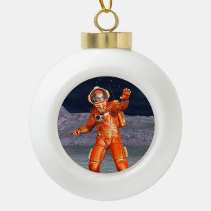 Cosmic Traveller Surreal Planet Landscape Art Ceramic Ball Christmas Ornament