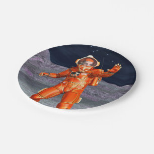 Cosmic Traveller Surreal Planet Landscape Art Paper Plate