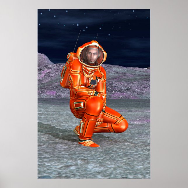 Cosmic Traveller Surreal Planet Landscape Art Poster (Front)