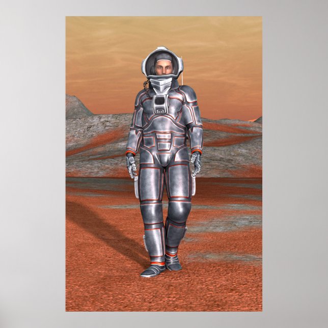 Cosmic Traveller Surreal Planet Landscape Art Poster (Front)
