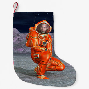 Cosmic Traveller Surreal Planet Landscape Art Small Christmas Stocking