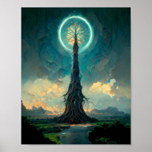 Cosmic Tree Fantasy Art Poster