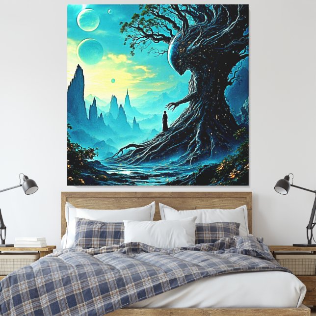 Cosmic Tree of Life Fantasy Canvas Print (Insitu(Bedroom))