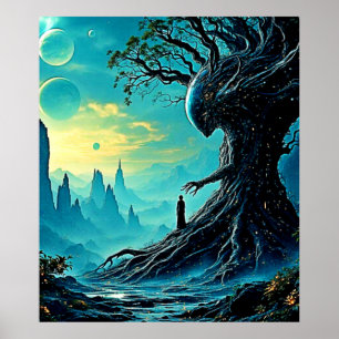 Cosmic Tree of Life Fantasy Poster