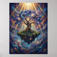 Cosmic Tree of Life on Floating Island