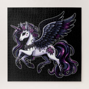 Cosmic unicorn glitter dark pegasus jigsaw puzzle