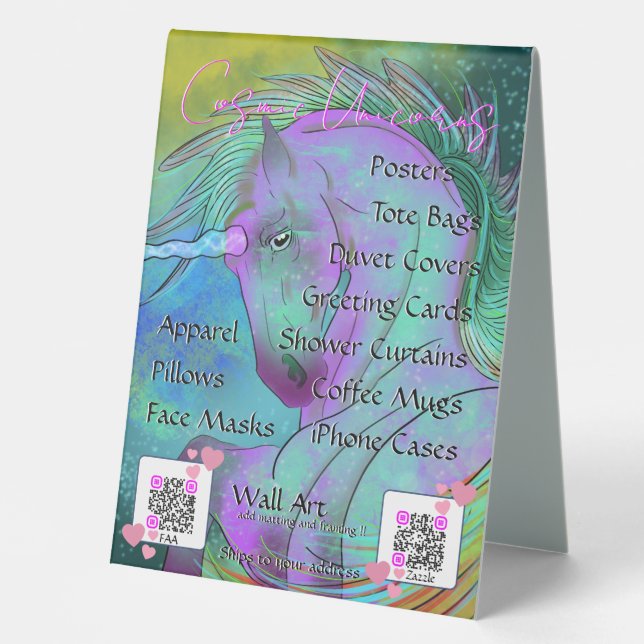 Cosmic Unicorn Table Top Sign (Front)