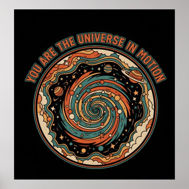 Cosmic Universe In Motion - Retro Aesthetic Spirit Poster (Front)
