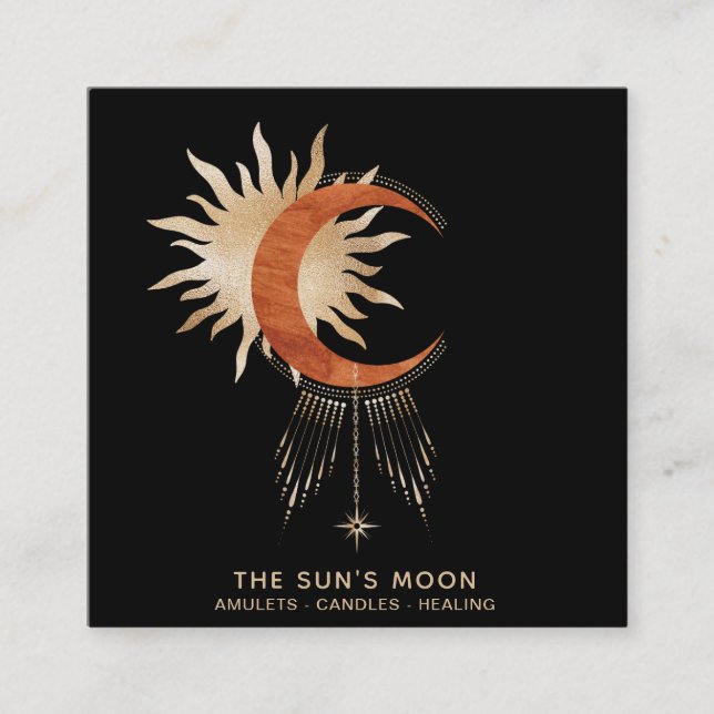 *~* Cosmic Universe  Moon Beams Sun  Rays Stars Square Business Card (Front)