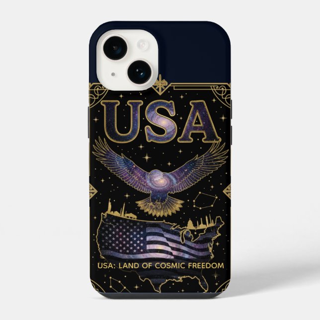 Cosmic USA Eagle Celestial Map Art iPhone Case (Back)