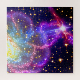 Cosmic Vibrant and Blue Chaotic Event in Universe Jigsaw Puzzle