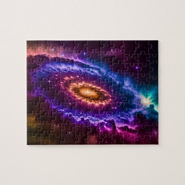 Cosmic Vibrant Purple and Pink Galaxy in Universe Jigsaw Puzzle (Horizontal)