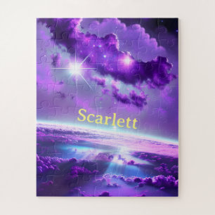 Cosmic Violet Purple Nebula Clouds in Space Galaxy Jigsaw Puzzle