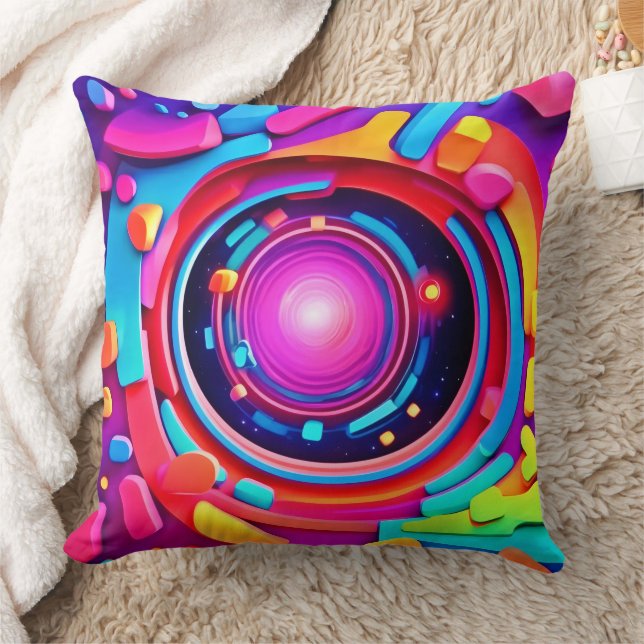 Cosmic Vortex: A Neon Odyssey Cushion (Blanket)