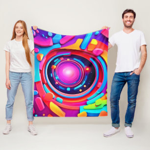Cosmic Vortex: A Neon Odyssey Fleece Blanket