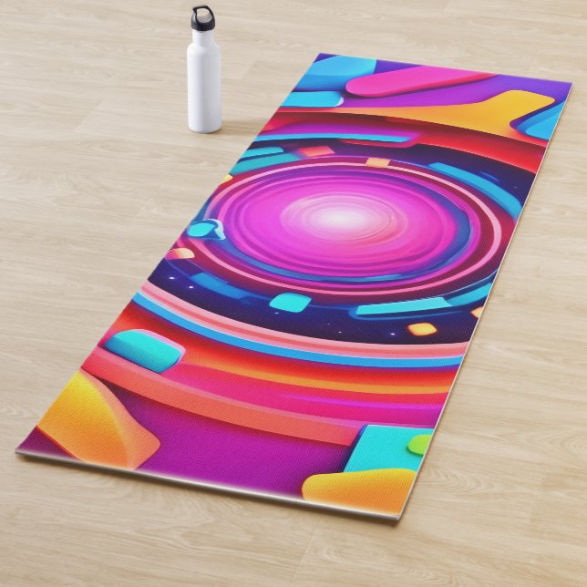 Cosmic Vortex: A Neon Odyssey Yoga Mat (In Situ)