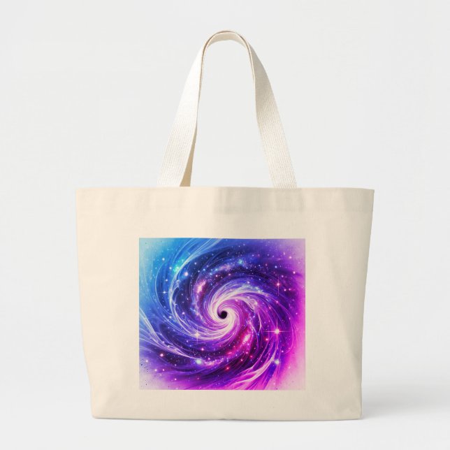 Cosmic Vortex: Gravity's Embrace Large Tote Bag (Front)