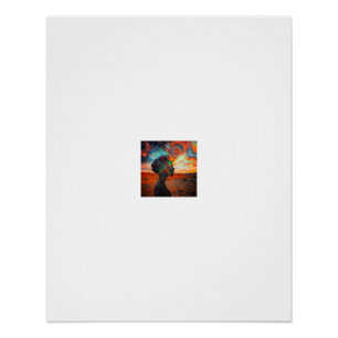 Cosmic Vortex Silhouette Desert Sunset Poster