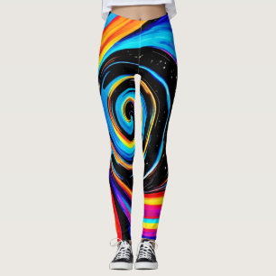 Cosmic Vortex Swirl in Neon Hues Leggings