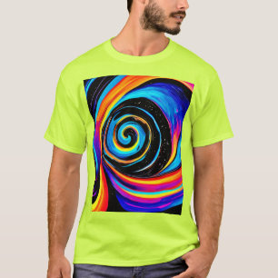 Cosmic Vortex Swirl in Neon Hues T-Shirt