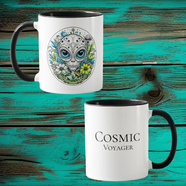 Cosmic Voyager | Alien Extraterrestrial Floral Mug (Creator Uploaded)