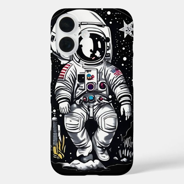 Cosmic Voyager: Retro Astronaut Case-Mate iPhone Case (Back)