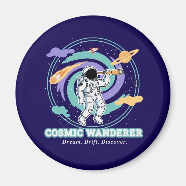 Cosmic Wanderer Astronaut Telescop Magnet (Front)