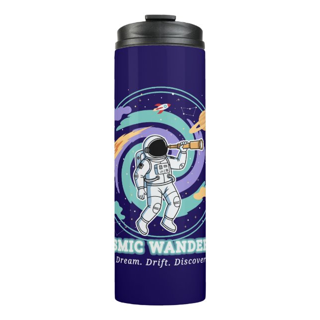 Cosmic Wanderer Astronaut Telescop Thermal Tumbler (Front)
