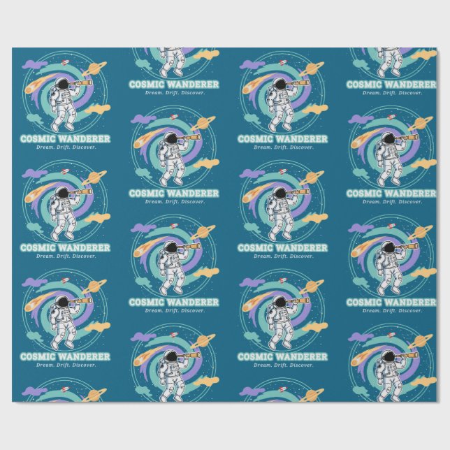 Cosmic Wanderer Astronaut Telescop Wrapping Paper (Flat)
