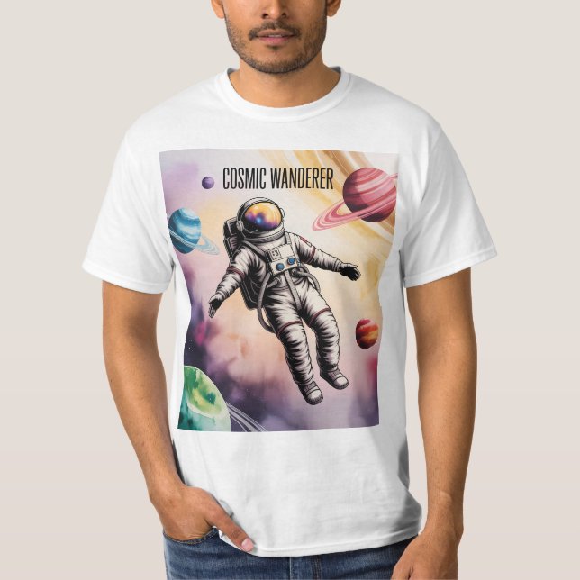 Cosmic Wanderer – Floating Astronaut Space T-Shirt (Front)