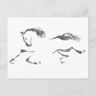 Cosmic Wanderer, Sumi-e Year of the Horse Holiday Postcard