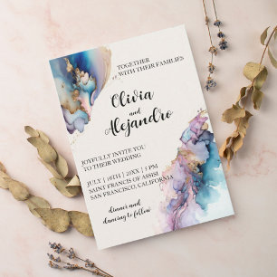 Cosmic Watercolor Wedding  Invitation