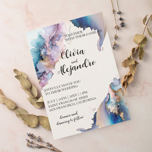 Cosmic Watercolor Wedding  Invitation